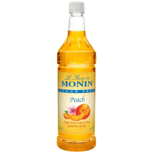 Monin Monin Sugar-Free Peach Syrup 1 Liter Bottle, PK4 M-FS036F